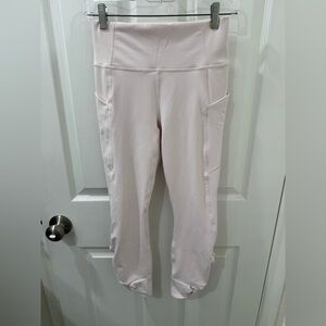 FABLETICS PureLuxe Light Pink Leggings with Side Pockets and Ankle Detail